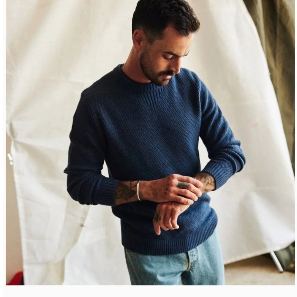 Taylor Stitch Russell Sweater Heather Blue Cotton Cashmere Size 40 / M